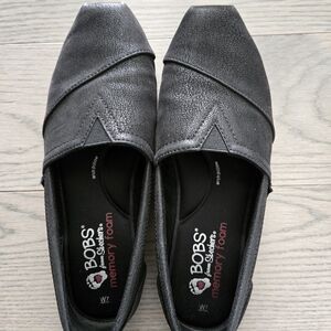 Womens Skechers BOBS Black Slip-On Loafers